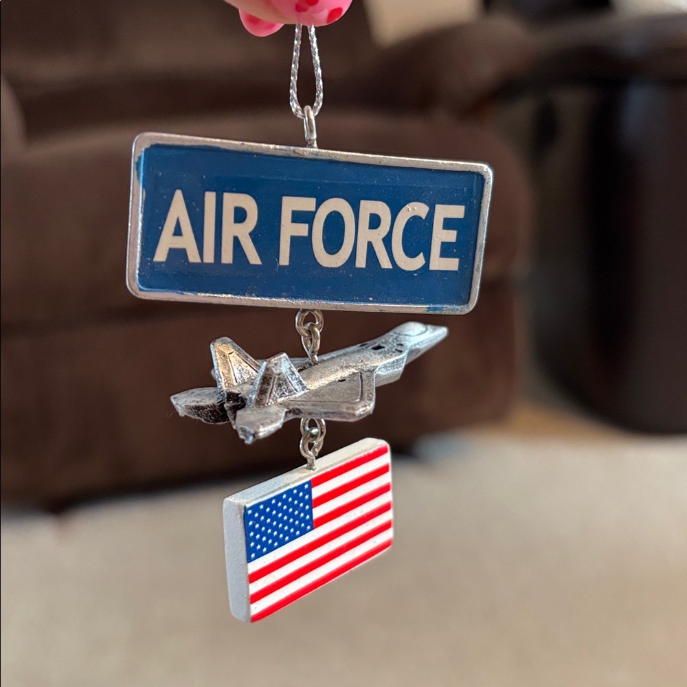 Air Force Plane and Flag Pendant